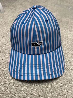 NWT Women’s Vineyard Vines Pink & Blue Striped Whale Baseball Cap